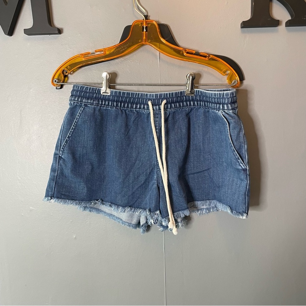 Aerie dark wash denim drawstring shorts size medium